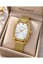 Yellow Color Mesh Steel Cord, Women's Wristwatch Evil Eye Beaded Bracelet - 3