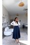 Navy Blue Diagonal Bell Skirt - 5