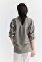Women's Stripe Detailed Curved Sleeve High Collar Shirt - 4