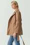Women's Belted Short Faux Leather Trench Coat - 2