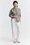 Women's Stripe Detailed Curved Sleeve High Collar Shirt - 5