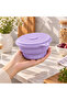 Mori 400 ml (1 Pc) Air-Tight Round Collapsible Silicone Storage Container and Bowl, Platinum Silicone, Bpa-Free, Microwave and Freezer Compatible, Lm0012/20 - 2
