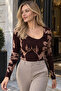 Women's Brown-Beige Asymmetrical Collar Detailed Blouse Arm-26K001046