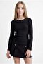 Girl's Collar Embellished Blouse with Shiny Stone Embroidery