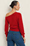 Red Modern Boat Neck Knitwear Sweater Mg2804 - 3