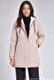 Women's Elastic Waist Pockets Fur Lined Water and Windproof Cold Resistant Fur Lined Long Beige Coat - 3