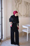 Black Asymmetrical Cut Belted Soft Knit Sweater - 3