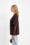 Brown Crew Neck Blouse with Ruffles on the Sleeves - 3