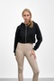 Black Short Kangaroo Pocket Zippered Three Thread Sweat Cardigan