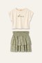 Girl's Embroidered T-Shirt and Skirt Set - Green-81518 - 2