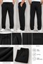 Men's Black Premium Comfortable Fit Elastic Waist Lace-Up Fabric Trousers Daily Casual Stylish Trousers - 5