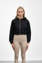 Black Short Kangaroo Pocket Zippered Three Thread Sweat Cardigan - 2