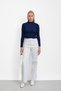 Navy Blue Ruffle Detailed Mock Neck Blouse - 2