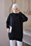 Black Crew Neck Stone Embroidered Tunic