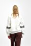 Ecru Front and Sleeve Printed Three Thread Sweat - 3