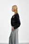 Black Crew Neck Embroidered Three Thread Short O Oversized Sweat - 3