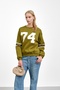 Oil Green Front and Arm Printed Three Thread Sweat - 4