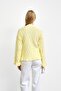 Yellow Waist and Sleeve Frill Trim Knit Sweater - 5