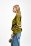 Oil Green Front and Arm Printed Three Thread Sweat - 2