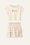 Girl's Embroidered T-Shirt and Skirt Set - Cream - 3