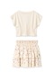 Girl's Embroidered T-Shirt and Skirt Set - Cream - 4