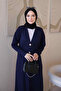 Navy Blue V-Neck Mercerized Cardigan - 4