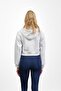 Gray Short Kangaroo Pocket Zippered Three Thread Sweat Cardigan - 3