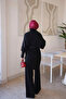 Black Asymmetrical Cut Belted Soft Knit Sweater - 5