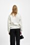 Ecru Basic Three Thread Sweatshirt with Shoulder Detail - 4