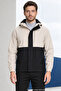 Men's Stone Black Hooded Zippered Waterproof Raincoat - Windbreaker