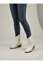 Beige Embroidered Women's Cowboy Boots - 2