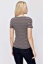 Women's Contrast Collar Striped T-Shirt - 5