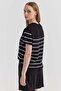 Women's Sausage Collar Striped Short Sleeve Knitwear T-Shirt - 5