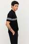 Men's Striped Zippered Knitwear T-Shirt - 4