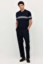 Men's Striped Zippered Knitwear T-Shirt - 6