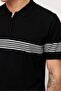 Men's Striped Zippered Knitwear T-Shirt - 6