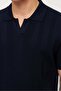 Men's Knitwear Polo Collar Ribbed T-Shirt - 7