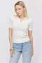 Women's Ribbed Polo Neck Knitwear T-Shirt - 4