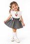 Baby Girl Strawberry Embroidered Gingham Dress Ruffle Collar Cotton Summer Stylish Casual Dress Black White 3-6-9-12-18 Months