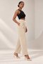 Double Waist Band High Waist Wide Leg Women's Pants - 2