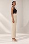 Double Waist Band High Waist Wide Leg Women's Pants - 6