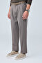 Men's Baggy Fit Pleated Fabric Trousers Mink 0172Dngr