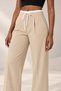 Double Waist Band High Waist Wide Leg Women's Pants - 5