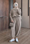 Women's Knitted Fabric Crew Neck Basic Shalwar Hijab Set 3235 Mink - Premium Series - 4