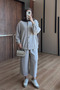 Women's Cupra Modal Bomber Jacket and Wide-Leg Trousers Islamic Clothing Set 3229 Beige - Premium Series - 5