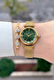 Dial Green Strap Gold Color 26 mm Women's Wristwatch with Gift Packaging - 3