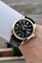 Case Silver Gold Cord Black Color 42 mm Men's Wristwatch with Calendar and Gift Packaging - 3