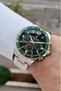 Dial Green Strap Gold Gray Color 43 mm Functional Same as the Visual Men's Wristwatch - 2