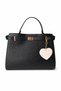 Yelena Black Faux Leather Women's Shoulder Bag with Heart Charm Detail - 3
