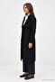 Jacket Collar Sleeve Detailed Black Trench Coat 12667 - 2
